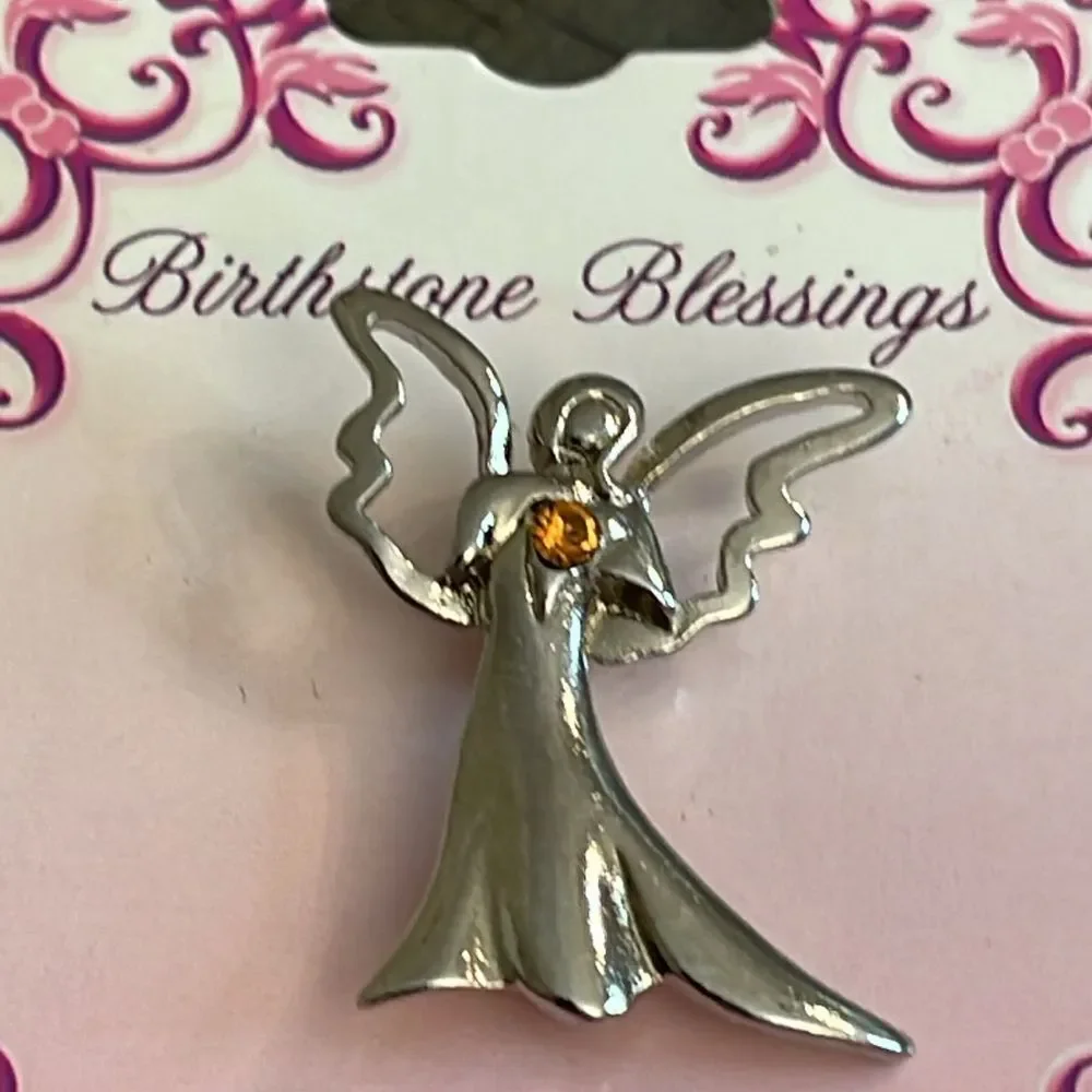 Vintage CAMCO November Birthstone Blessings Angel Pin